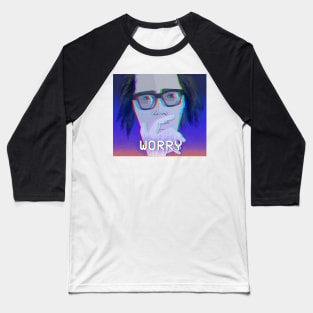 Glitch Aesthetic "Worry" Face Baseball T-Shirt